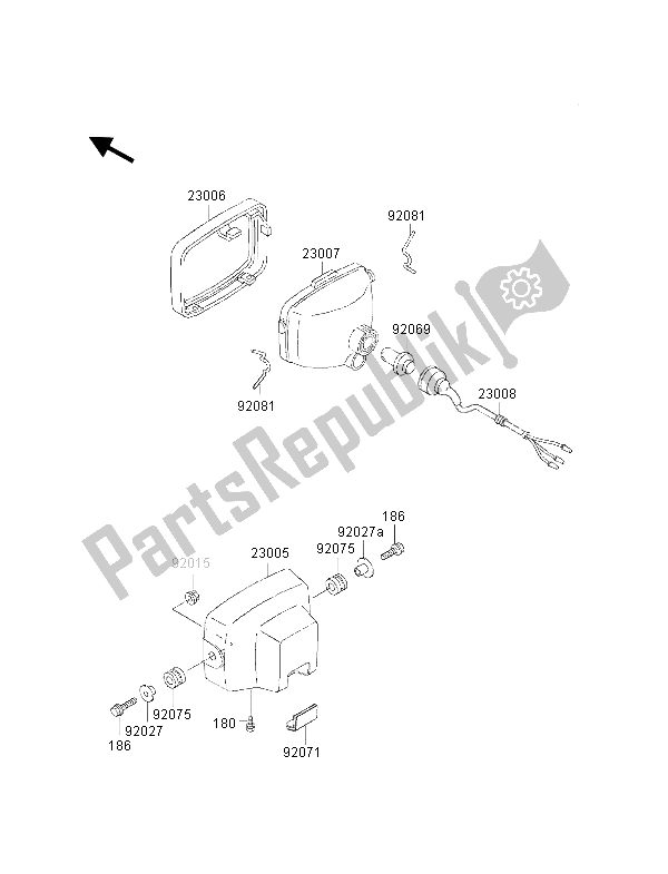 All parts for the Headlight of the Kawasaki KVF 300 2001