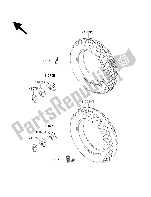 All parts for the Tires of the Kawasaki VN 1500 Classic Tourer FI 2001