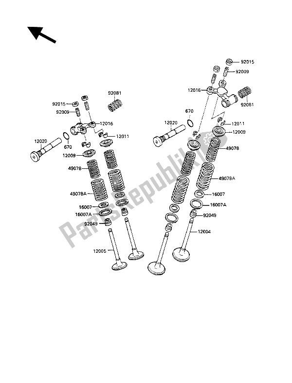 Wszystkie części do Zawory Kawasaki GPZ 500S 1989