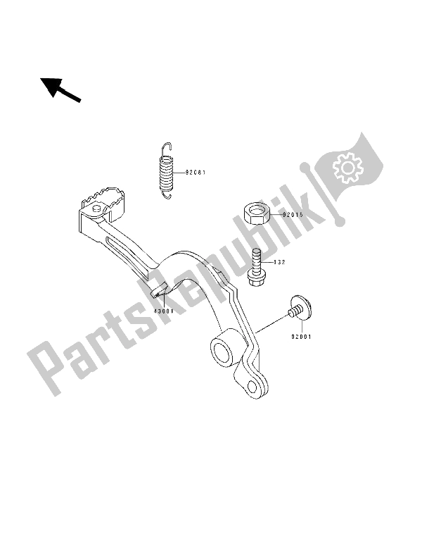Tutte le parti per il Pedale Del Freno del Kawasaki KX 500 1989