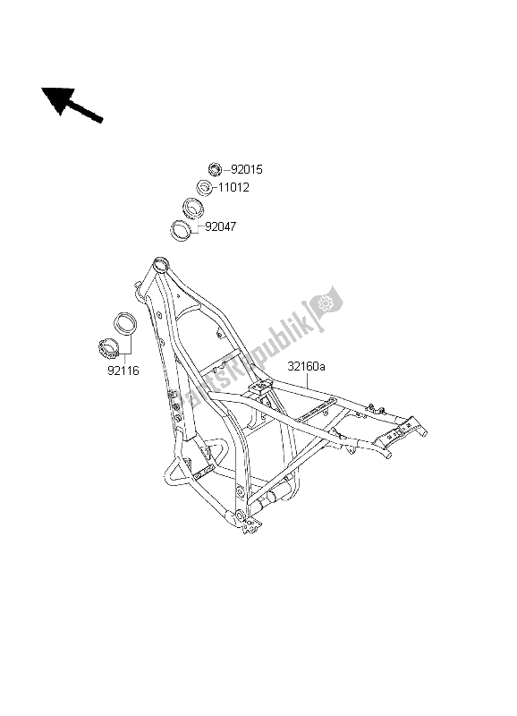 All parts for the Frame of the Kawasaki KLX 300R 2003