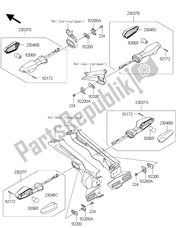 Tutte le parti per il Indicatori Di Direzione del Kawasaki Z 1000 2015