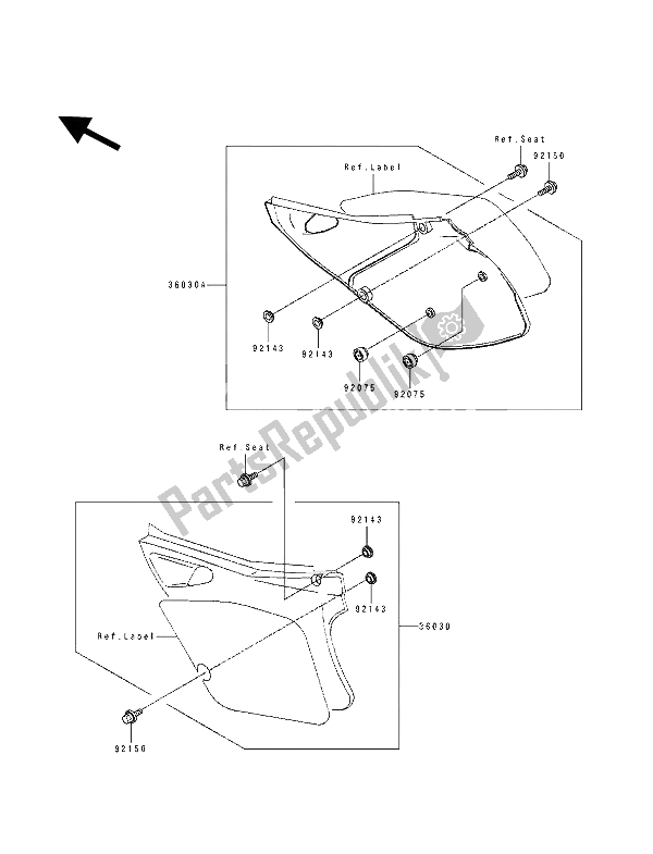 All parts for the Side Cover of the Kawasaki KX 125 1992