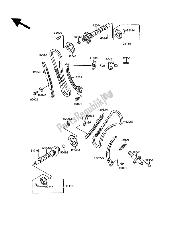 All parts for the Camshaft(s) & Tensioner of the Kawasaki VN 15 1500 1994