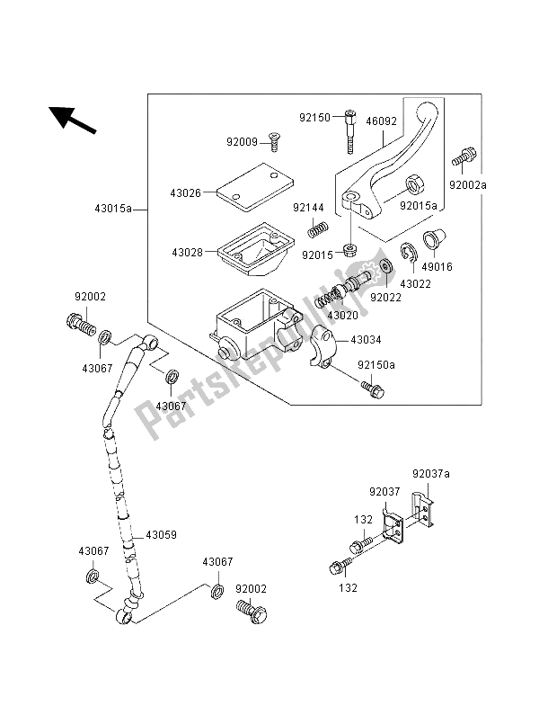 All parts for the Front Master Cylinder of the Kawasaki KLX 250R 1996