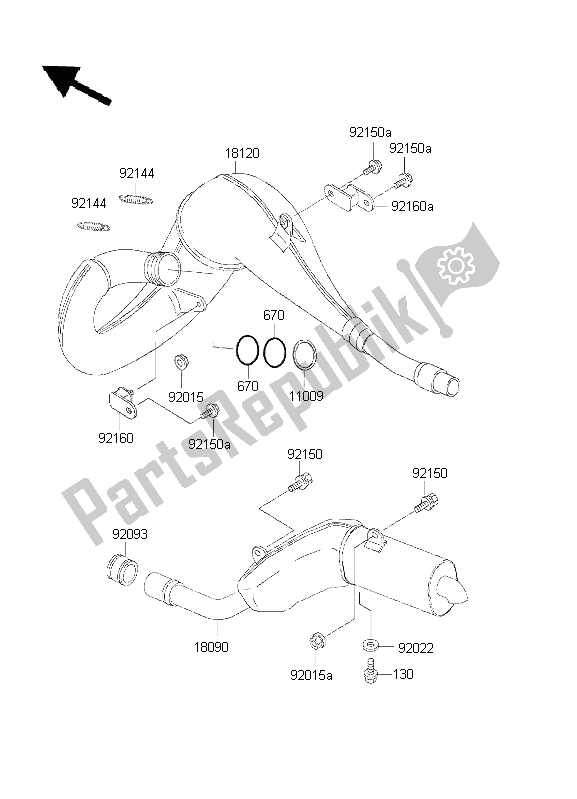 Tutte le parti per il Silenziatore del Kawasaki KDX 200 2001