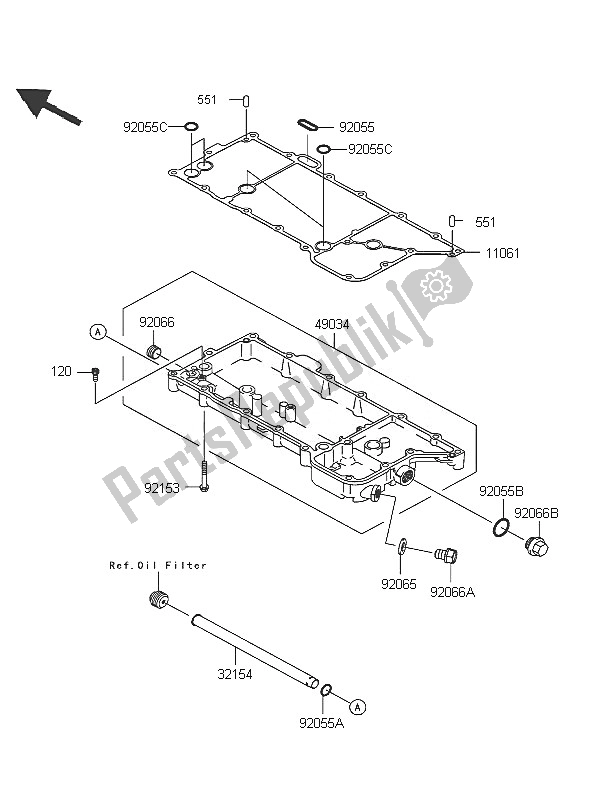 All parts for the Oil Pan of the Kawasaki VN 2000 2005