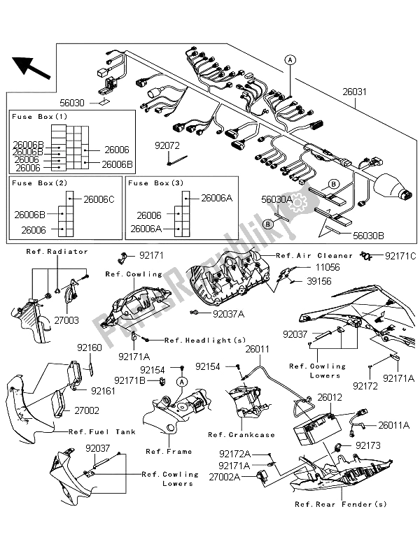 All parts for the Chassis Electrical Equipment of the Kawasaki Ninja ZX 10R ABS 1000 2012