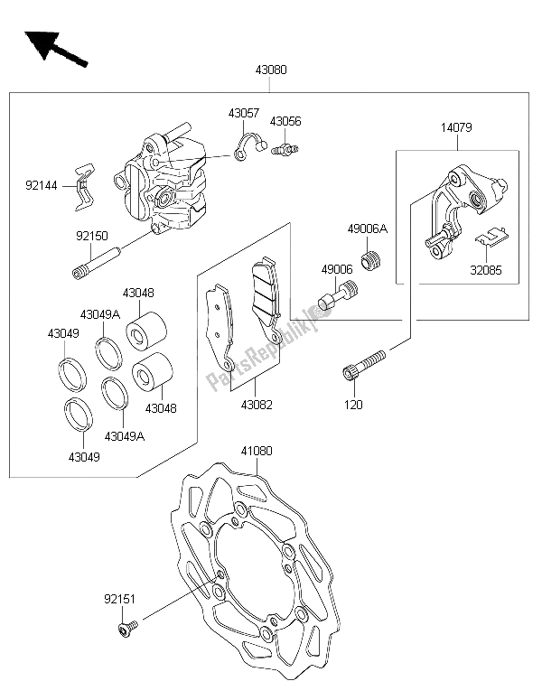 Tutte le parti per il Freno Anteriore del Kawasaki KX 450F 2015