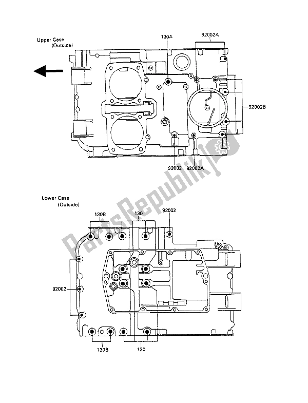 Tutte le parti per il Modello Del Bullone Del Basamento del Kawasaki GPZ 500S 1988