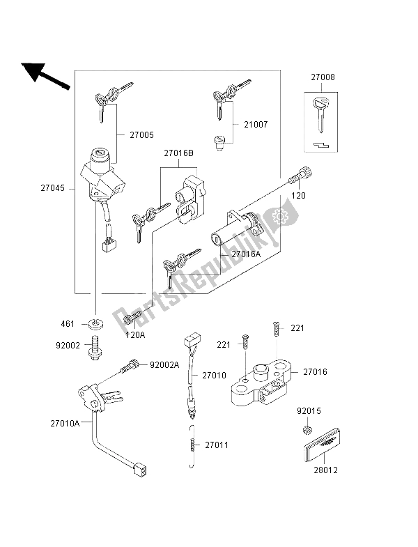 All parts for the Ignition Switch of the Kawasaki ZRX 1100 1998