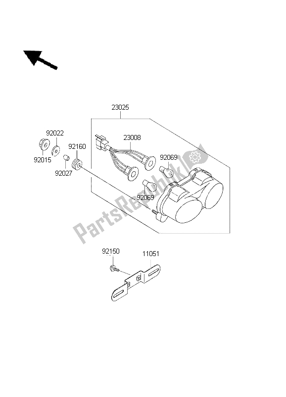 All parts for the Taillight of the Kawasaki Ninja ZX 9R 900 2001