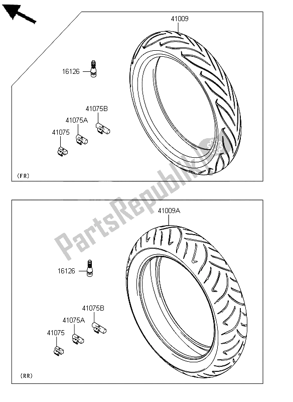 Tutte le parti per il Pneumatici del Kawasaki ER 6N ABS 650 2012