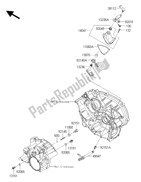 Toutes les pièces pour le Mécanisme De Changement De Vitesse du Kawasaki Brute Force 750 4X4I EPS GFF 2015