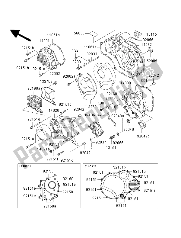 All parts for the Engine Cover of the Kawasaki ZRX 1200R 2002