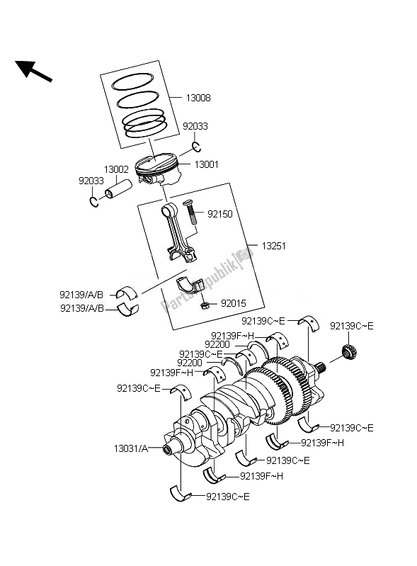 All parts for the Crankshaft & Piston of the Kawasaki 1400 GTR ABS 2010