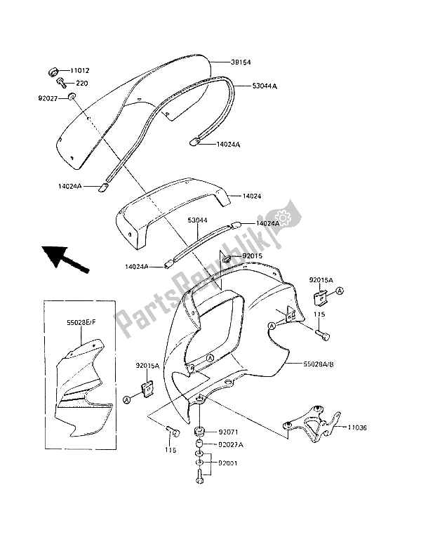 Tutte le parti per il Cuffia del Kawasaki GPZ 305 Belt Drive 1988