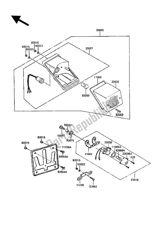 All parts for the Taillight(s) of the Kawasaki KLR 250 1988