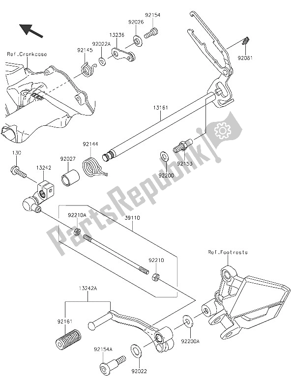 Tutte le parti per il Meccanismo Di Cambio Marcia del Kawasaki Z 300 2016