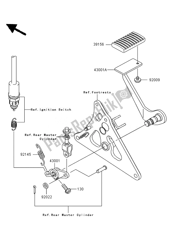 All parts for the Brake Pedal of the Kawasaki VN 1600 Mean Streak 2007