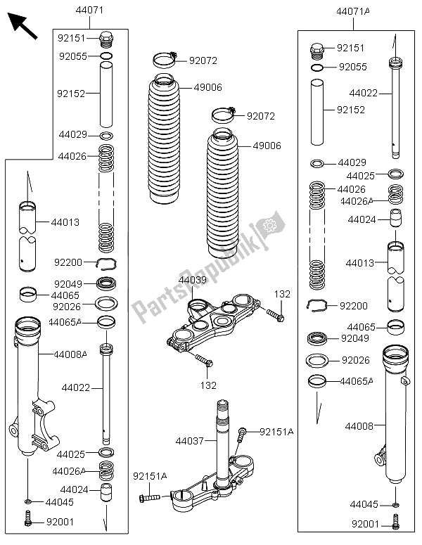 Toutes les pièces pour le Fourche Avant du Kawasaki KLX 125 2013