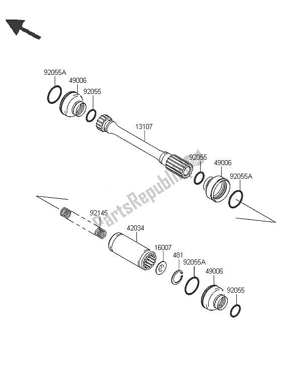 All parts for the Drive Shaft & Propeller of the Kawasaki KVF 750 4X4 2005