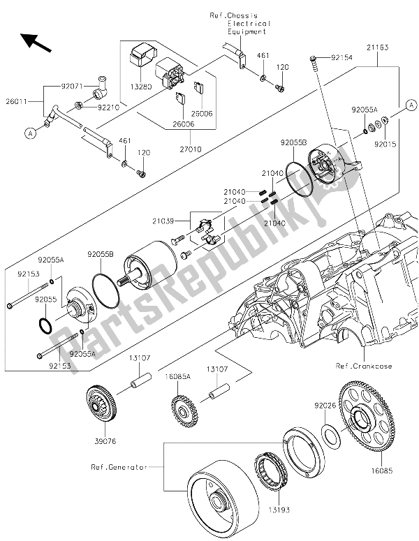 All parts for the Starter Motor of the Kawasaki Vulcan S ABS 650 2015