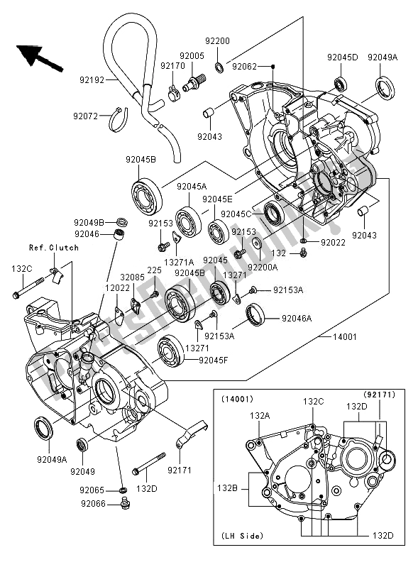 Toutes les pièces pour le Carter du Kawasaki KX 250F 2007