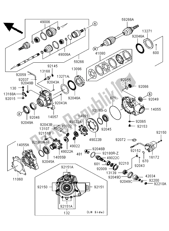 All parts for the Drive Shaft Front of the Kawasaki KVF 750 4X4 2006