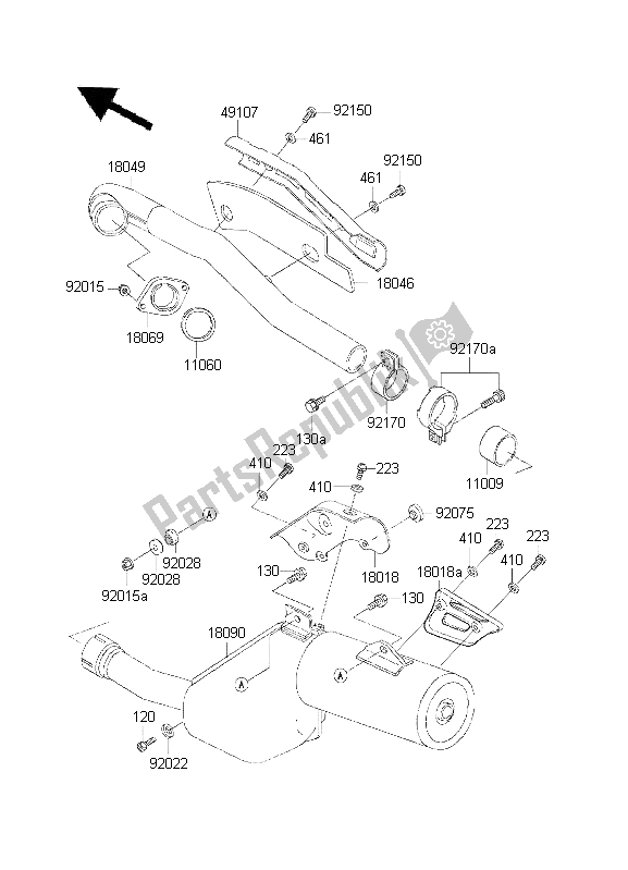 Tutte le parti per il Silenziatore del Kawasaki KLR 650 2001