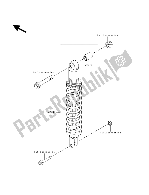 All parts for the Shock Absorber of the Kawasaki KDX 125 1991