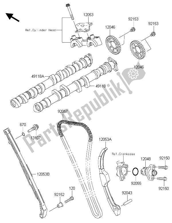 All parts for the Camshaft(s) & Tensioner of the Kawasaki Ninja ZX 10R 1000 2015