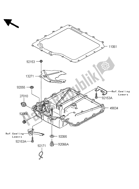 Alle onderdelen voor de Olie Pan van de Kawasaki 1400 GTR 2008