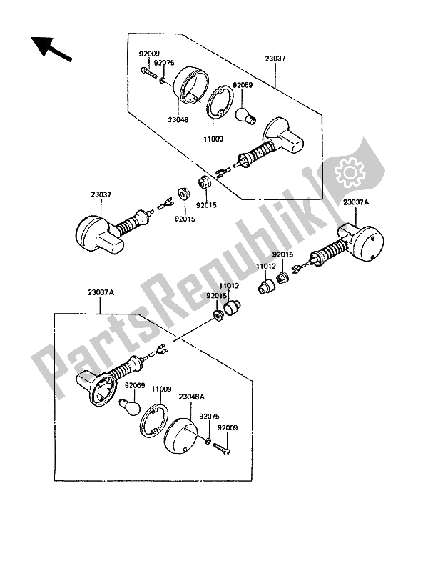 All parts for the Turn Signals of the Kawasaki KMX 125 1990