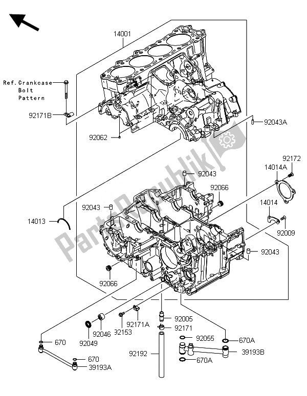 Todas las partes para Caja Del Cigüeñal de Kawasaki 1400 GTR ABS 2014