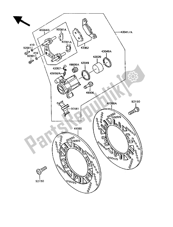 Toutes les pièces pour le Frein Avant du Kawasaki 1000 GTR 1992