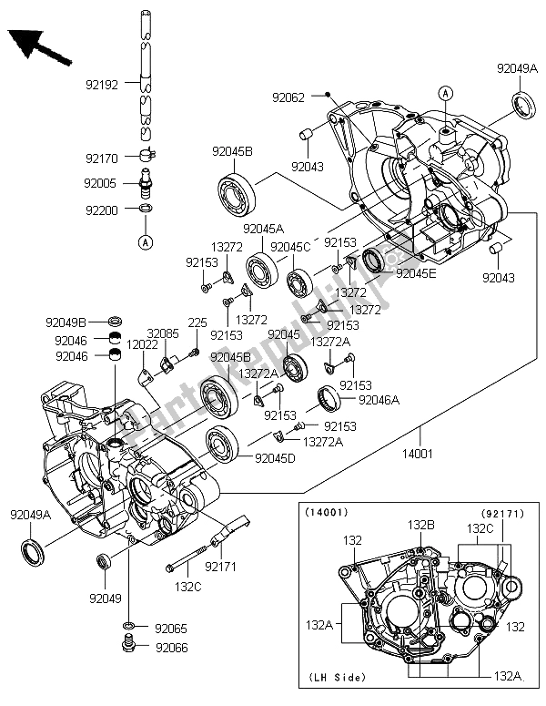 Todas as partes de Bloco Do Motor do Kawasaki KX 250 2013