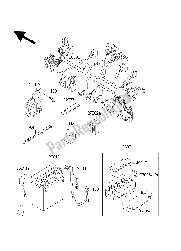 Tutte le parti per il Equipaggiamento Elettrico Del Telaio del Kawasaki ZR 7 750 2001