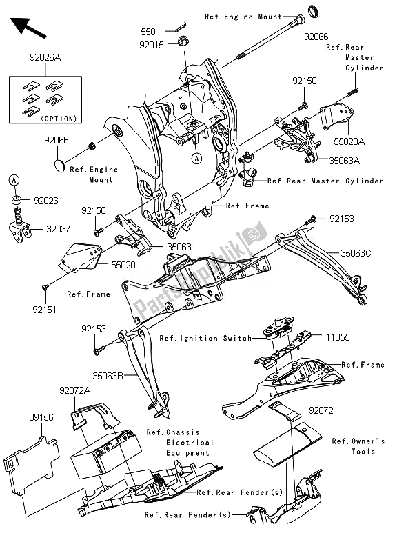 Alle onderdelen voor de Frame Hulpstukken van de Kawasaki Ninja ZX 10R 1000 2010