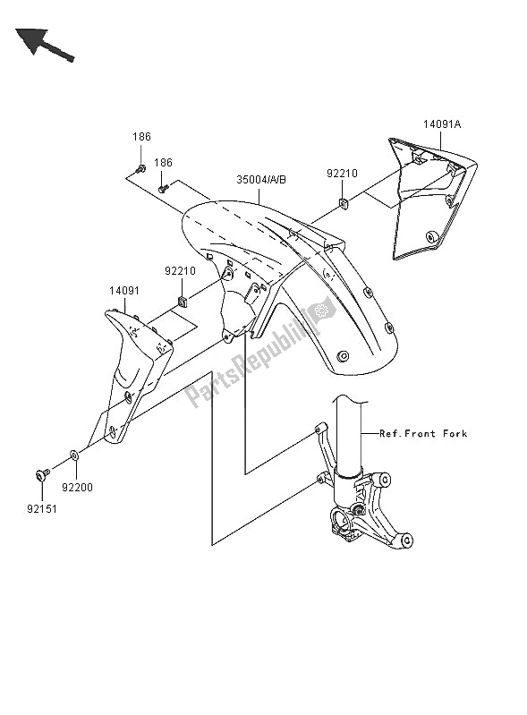 All parts for the Front Fender of the Kawasaki Ninja ZX 6R 600 2005