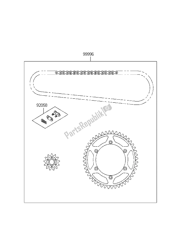 Tutte le parti per il Kit Catena del Kawasaki KX 250 1999