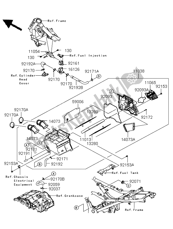 Toutes les pièces pour le Purificateur D'air du Kawasaki Ninja 250R 2009