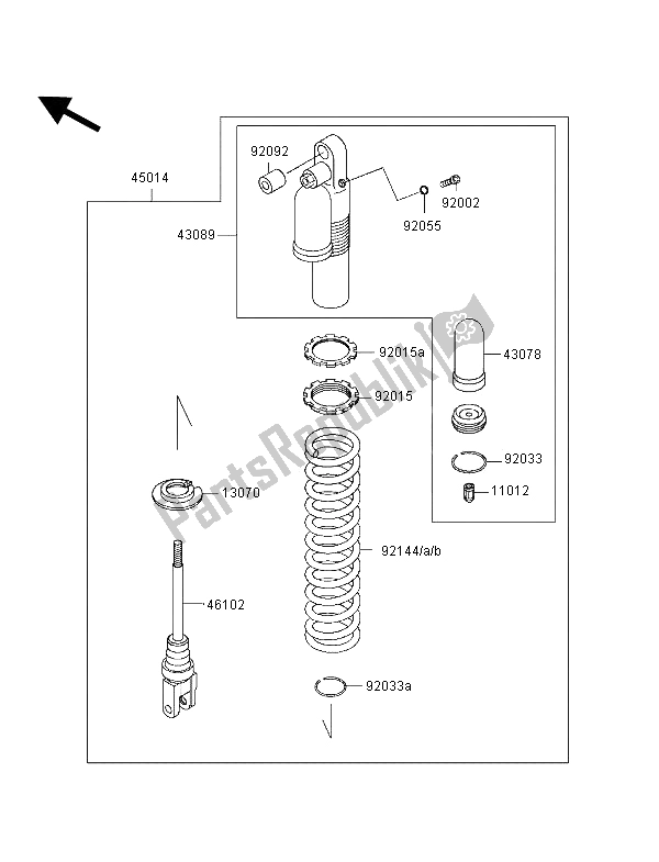 All parts for the Shock Absorber of the Kawasaki KLX 250R 1996