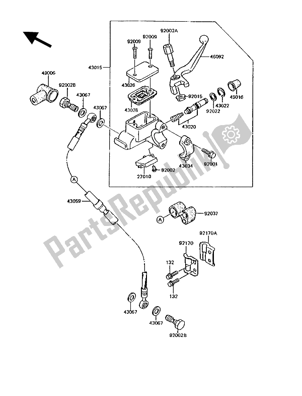 Toutes les pièces pour le Maître-cylindre Avant du Kawasaki KMX 125 1992