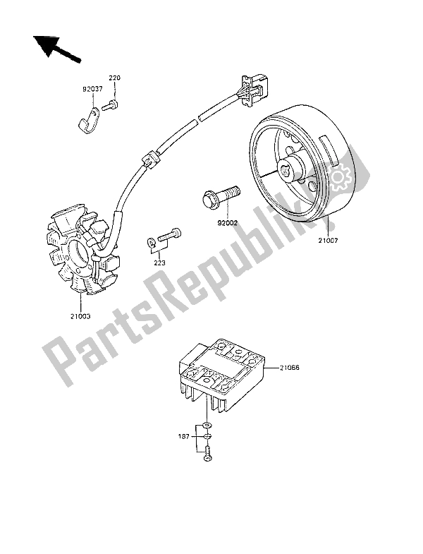 Wszystkie części do Generator Kawasaki GPZ 305 Belt Drive 1986