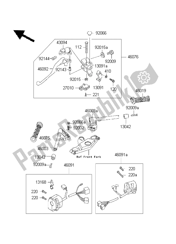 Wszystkie części do Kierownica Kawasaki ZZ R 600 2001