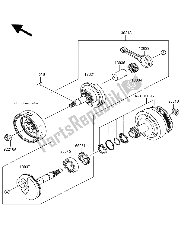 Toutes les pièces pour le Vilebrequin du Kawasaki KLX 110 2006