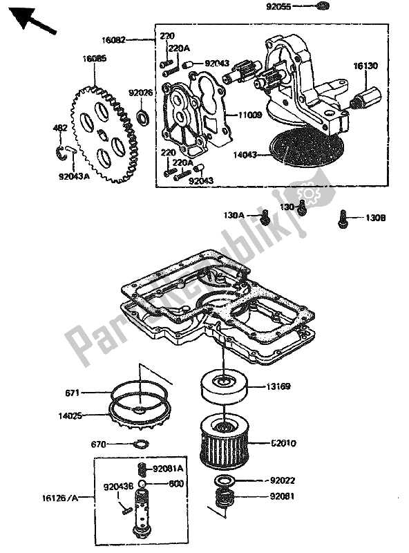 Toutes les pièces pour le La Pompe à Huile du Kawasaki GPZ 1100 1985