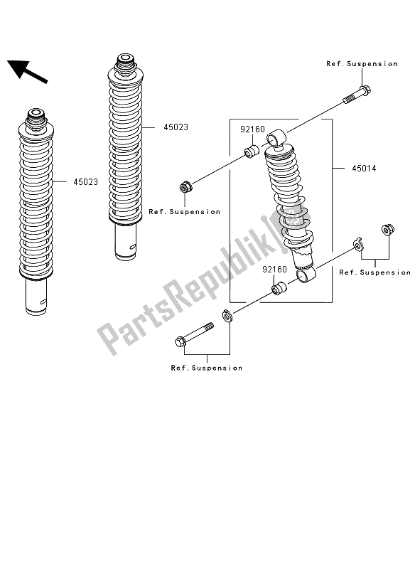 All parts for the Shock Absorber of the Kawasaki KVF 360 2009