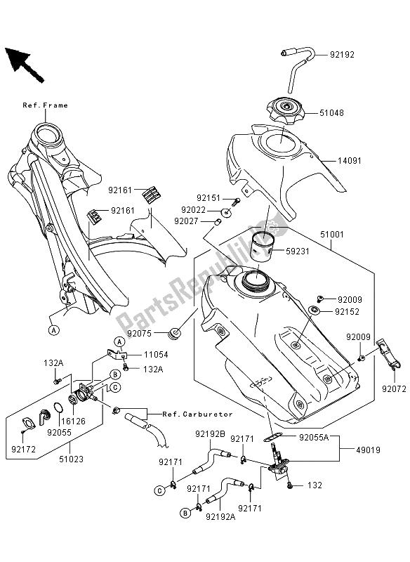 Todas las partes para Depósito De Combustible de Kawasaki KLX 450R 2012